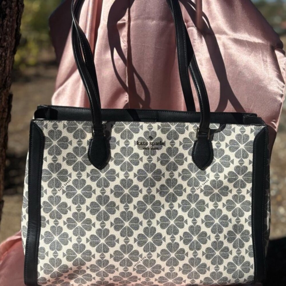 Kate Spade Black and White Clover Tote